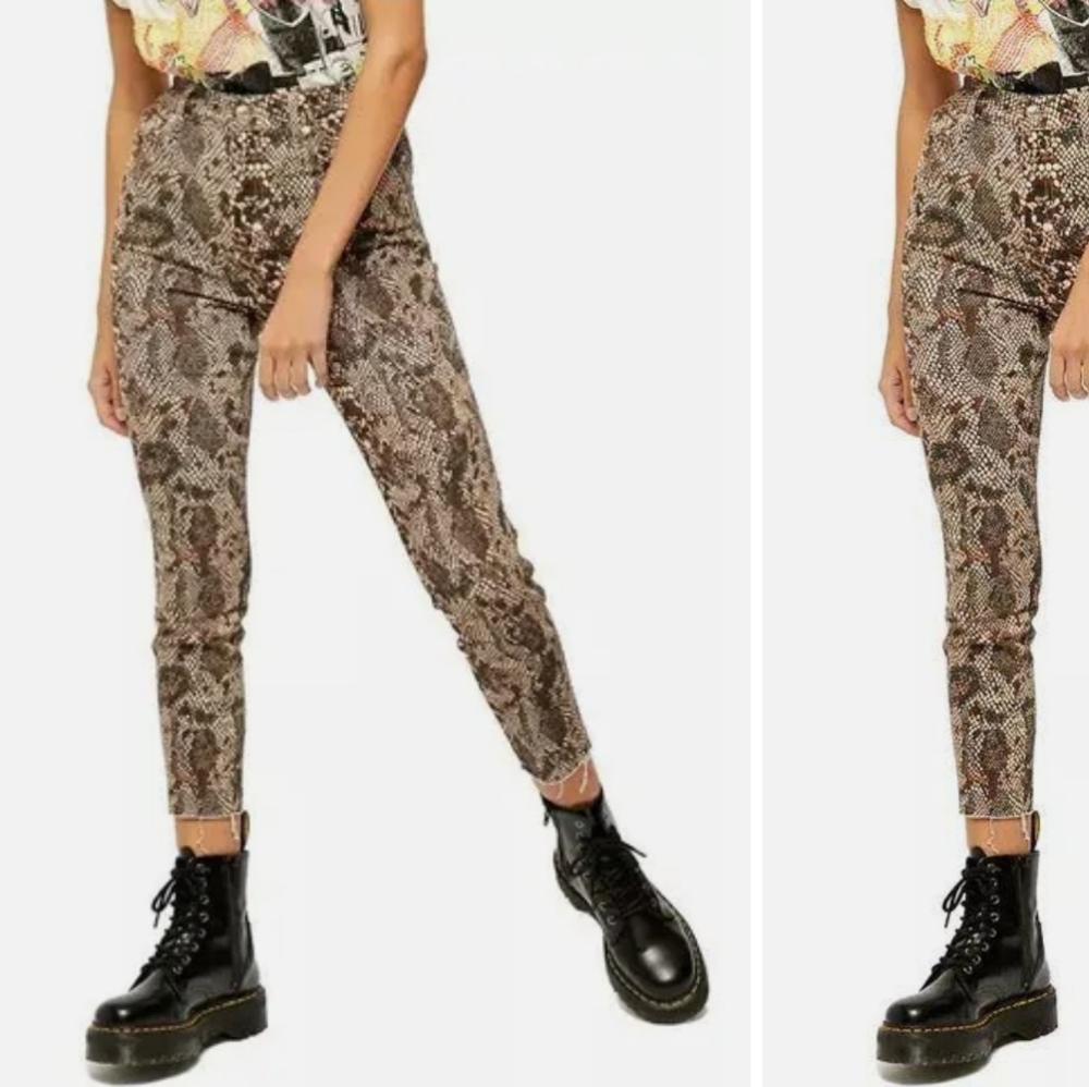 We the Free S27 Snakeskin Brow and Tan Skinny Ankle Jeans